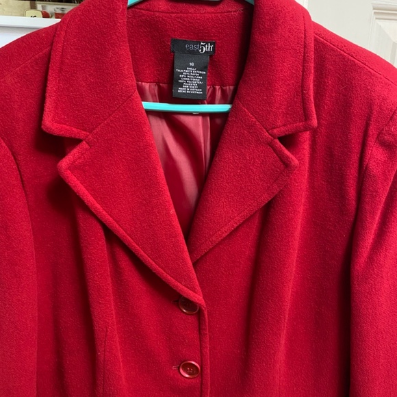 East 5th Red Blazer Jacket Classic Career Peacoat Soft Wool Blend Size 16 Button - Picture 2 of 6